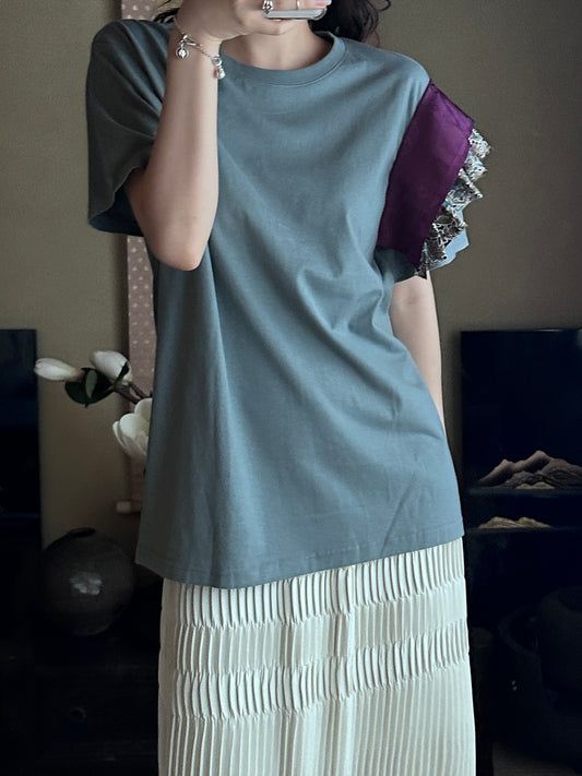 Redesigned Kimono Handmade T-Shirt Periwinkle Blue