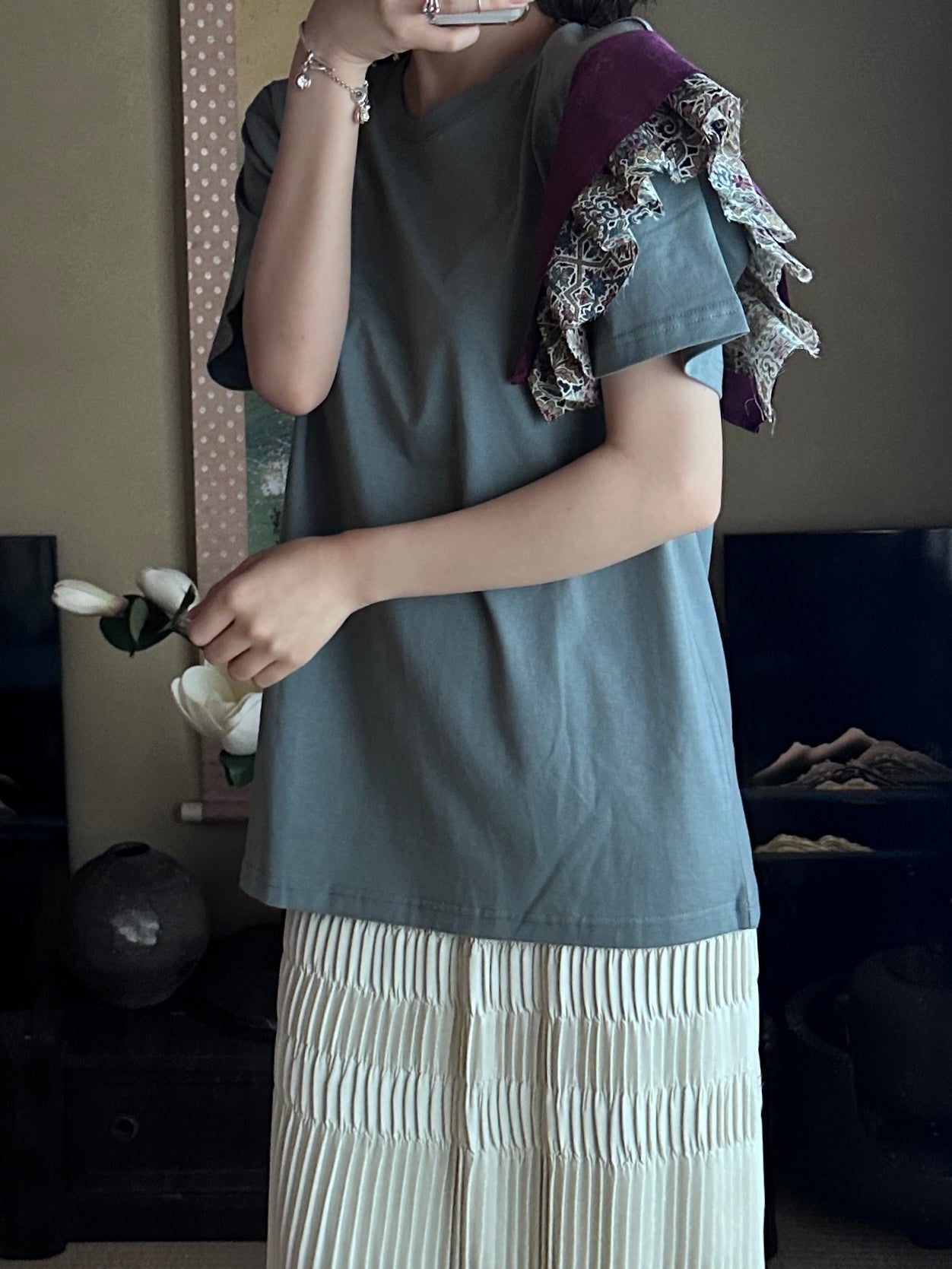 Redesigned Kimono Handmade T-Shirt Periwinkle Blue