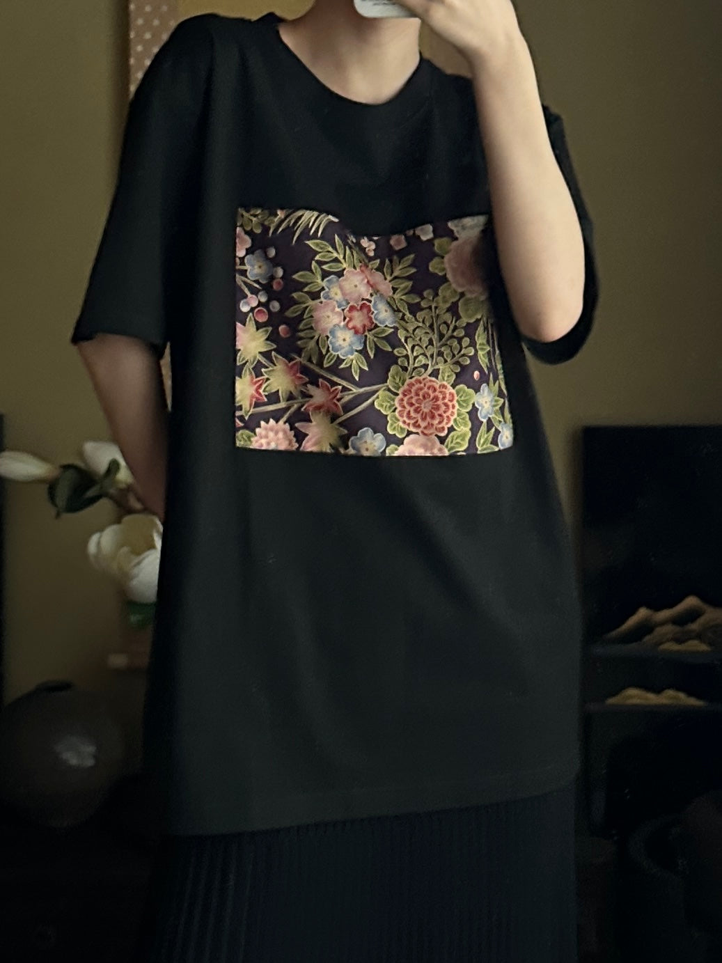 Redesigned Kimono Handmade T-Shirt Black