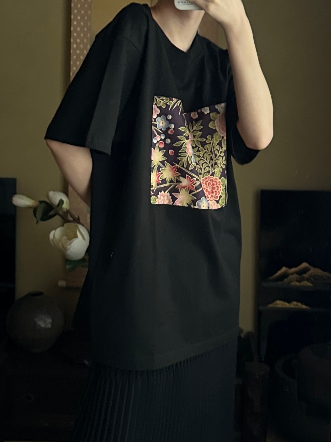 Redesigned Kimono Handmade T-Shirt Black