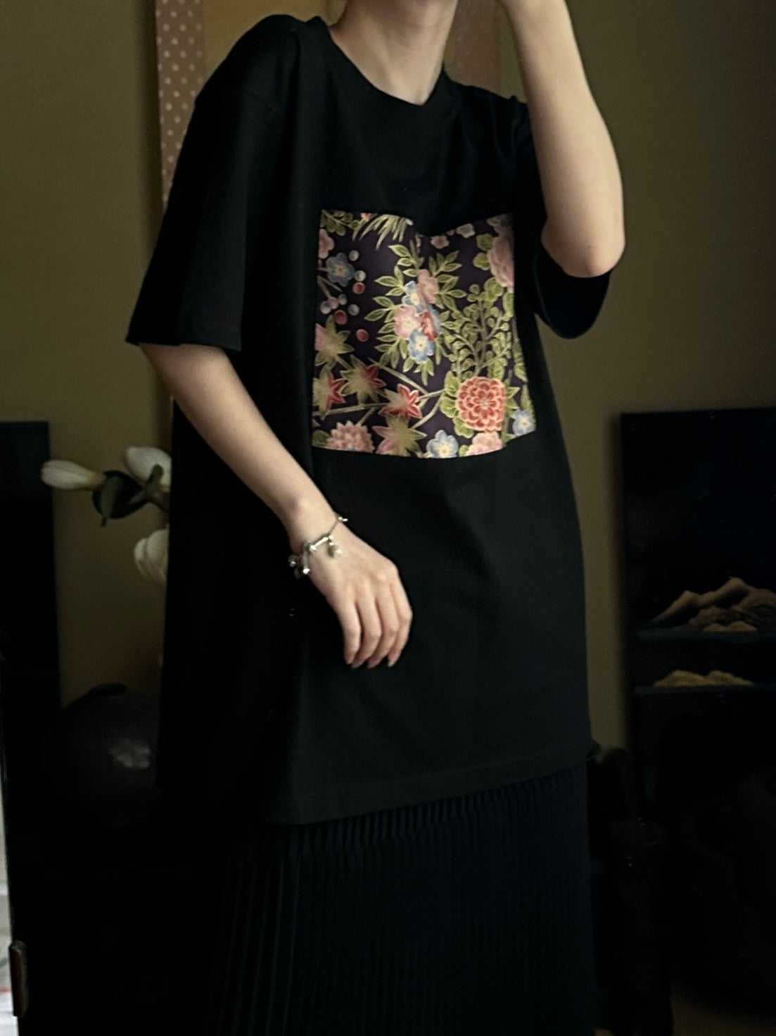 Redesigned Kimono Handmade T-Shirt Black