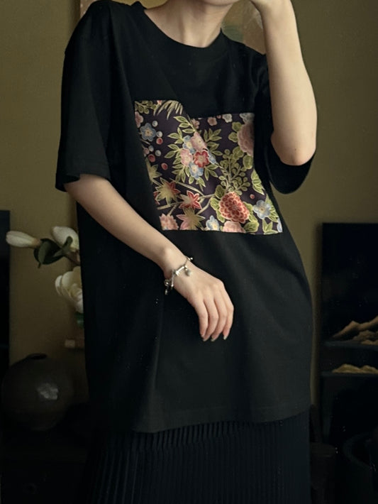 Redesigned Kimono Handmade T-Shirt Black