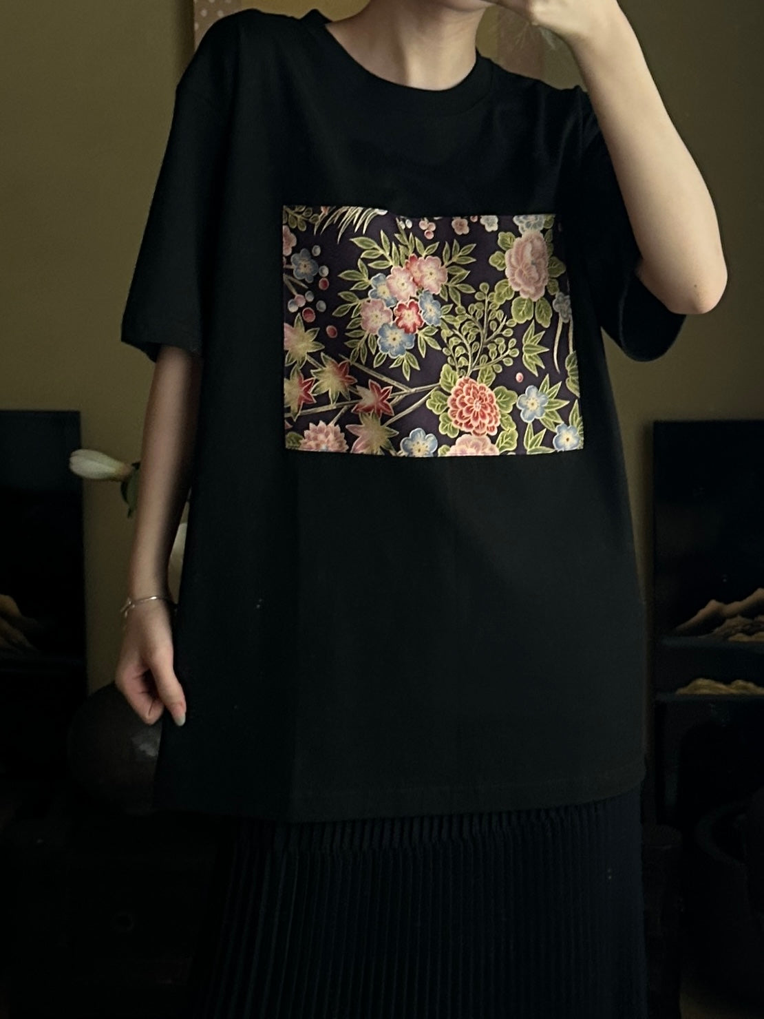 Redesigned Kimono Handmade T-Shirt Black