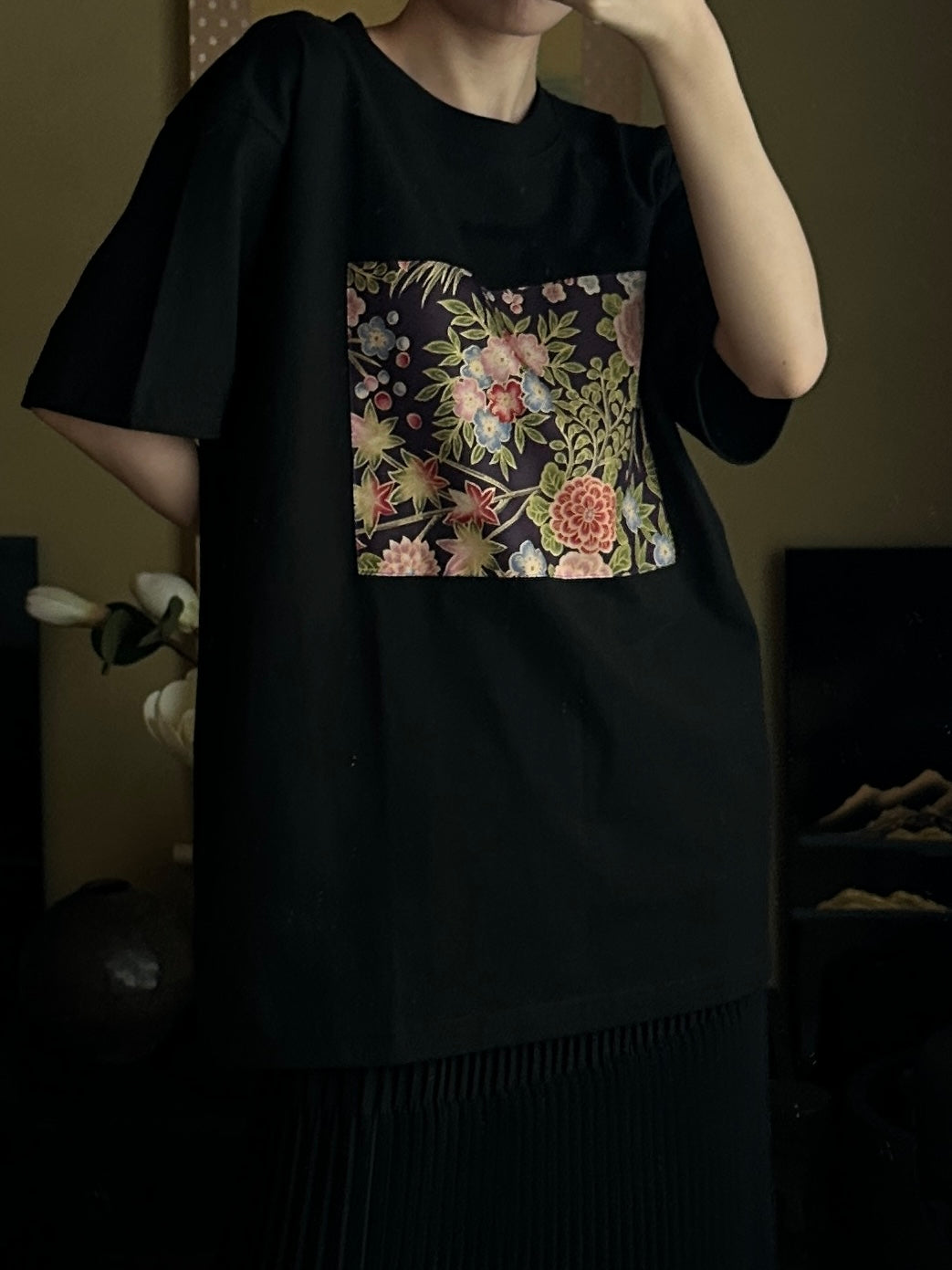 Redesigned Kimono Handmade T-Shirt Black