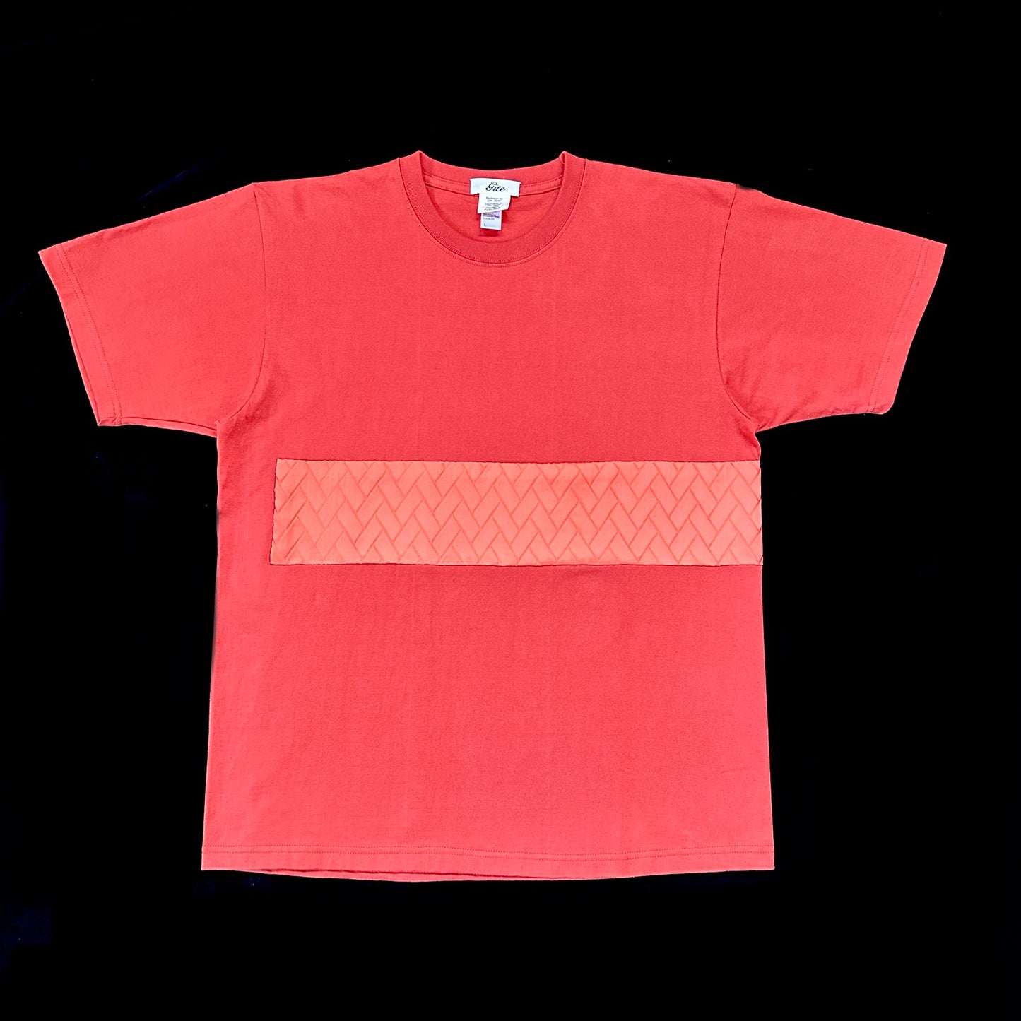 Redesigned Kimono Handmade T-Shirt Red persimmon color