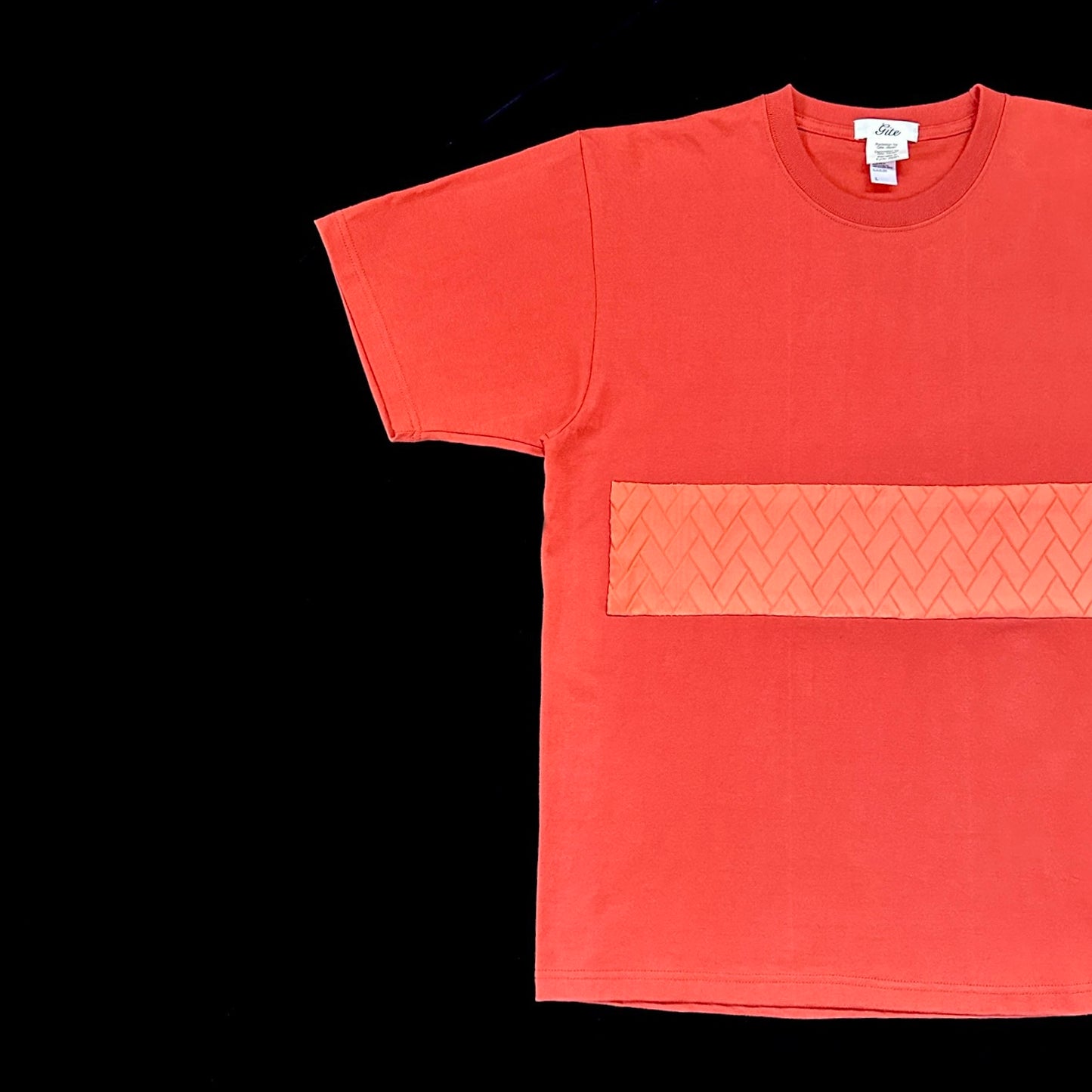 Redesigned Kimono Handmade T-Shirt Red persimmon color