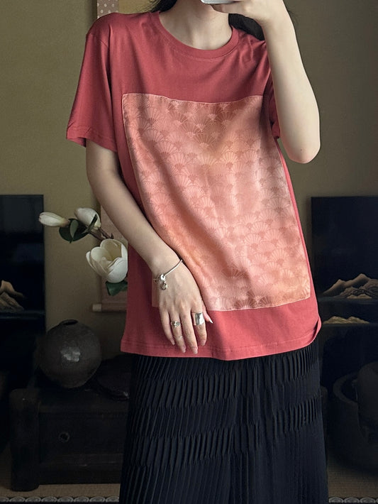 Redesigned Kimono Handmade T-Shirt Coral Color