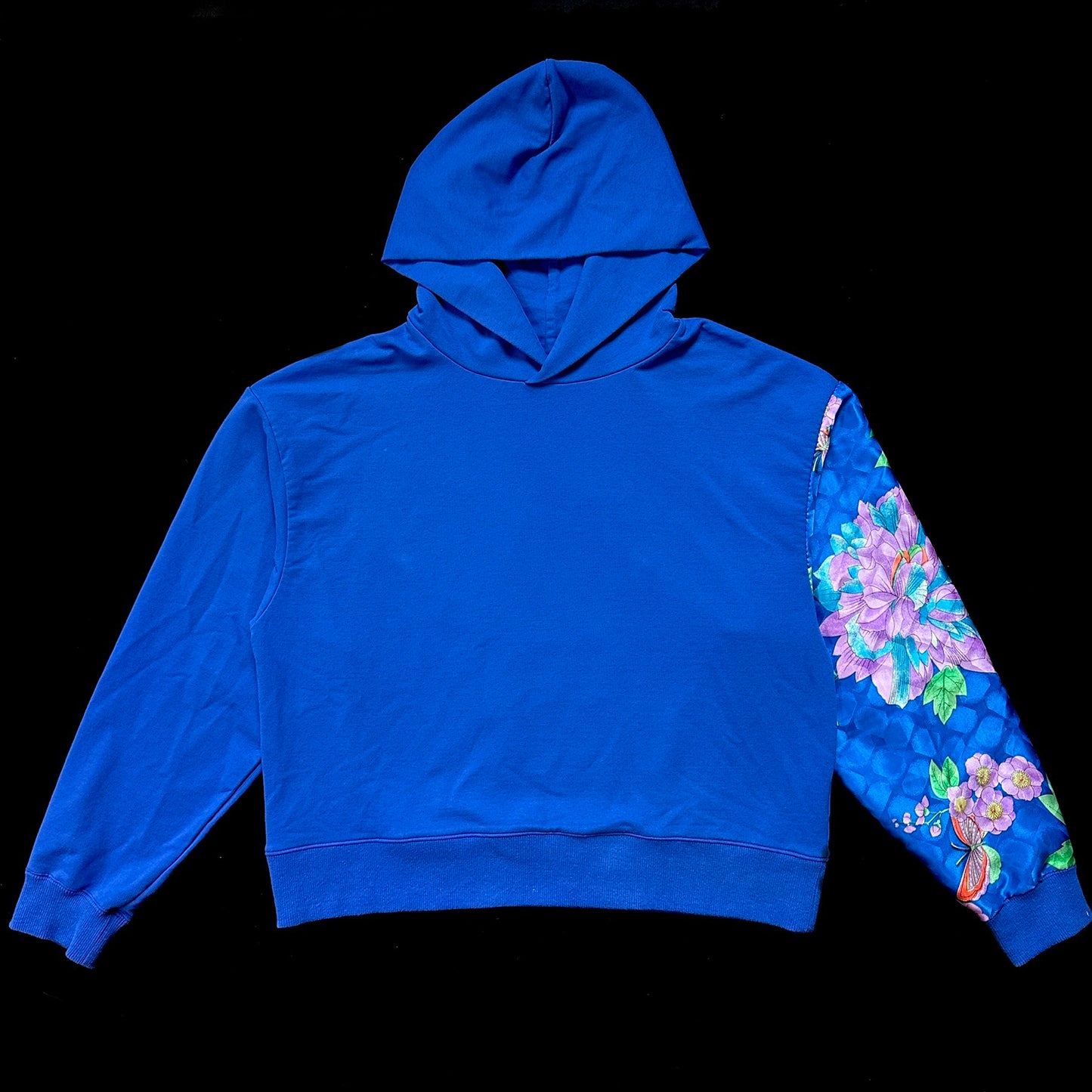 Redesigned Kimono Handmade Hoodie Japanese Iris color