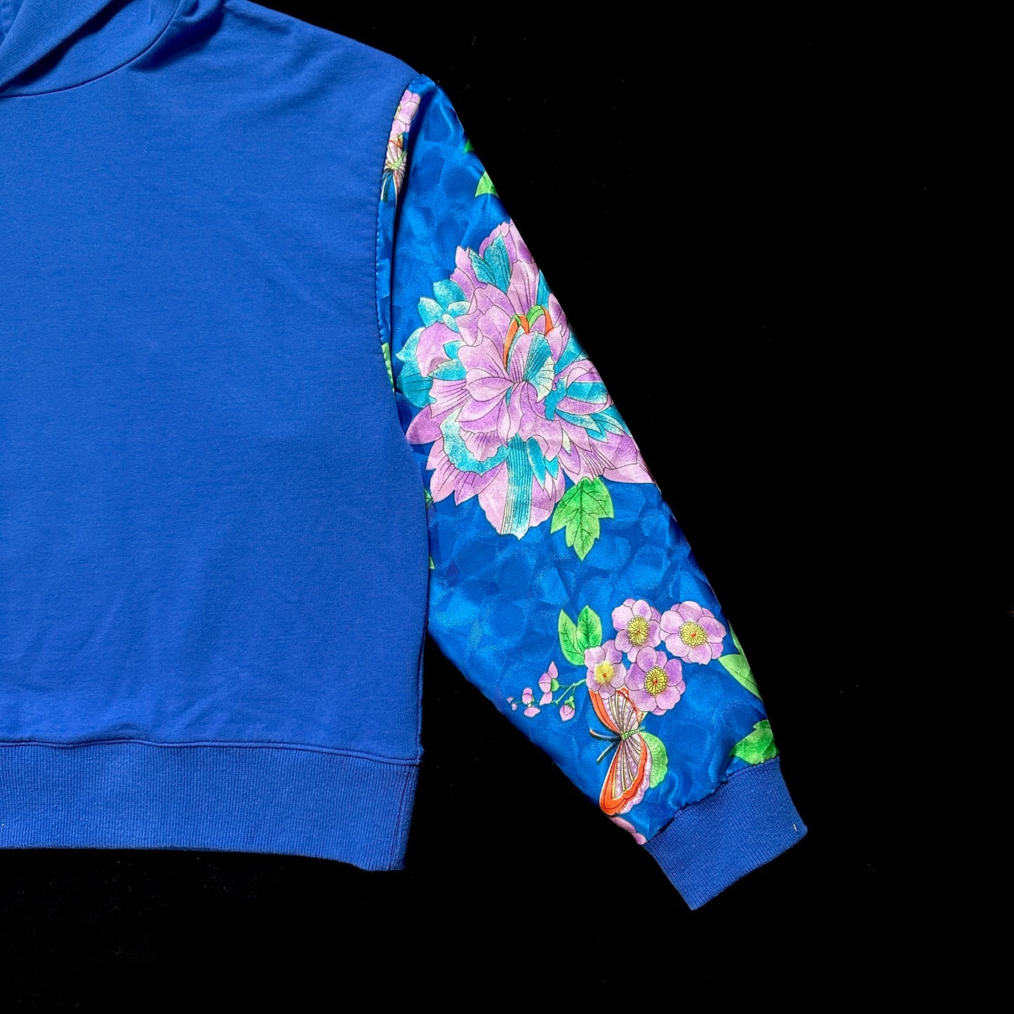 Redesigned Kimono Handmade Hoodie Japanese Iris color