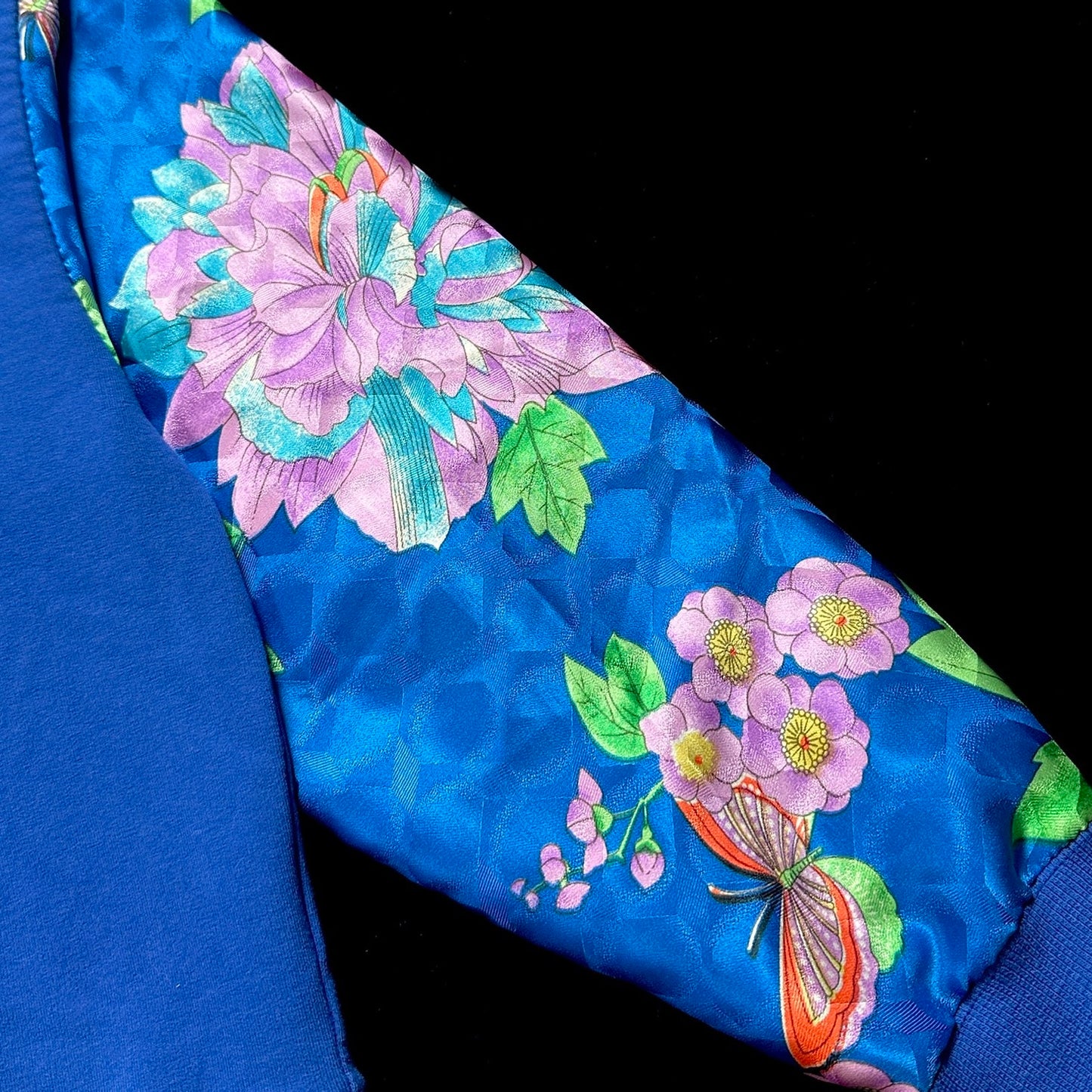 Redesigned Kimono Handmade Hoodie Japanese Iris color