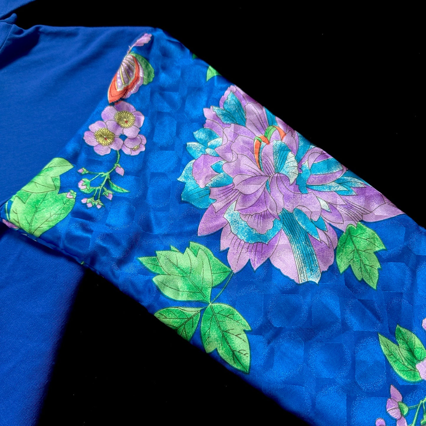 Redesigned Kimono Handmade Hoodie Japanese Iris color