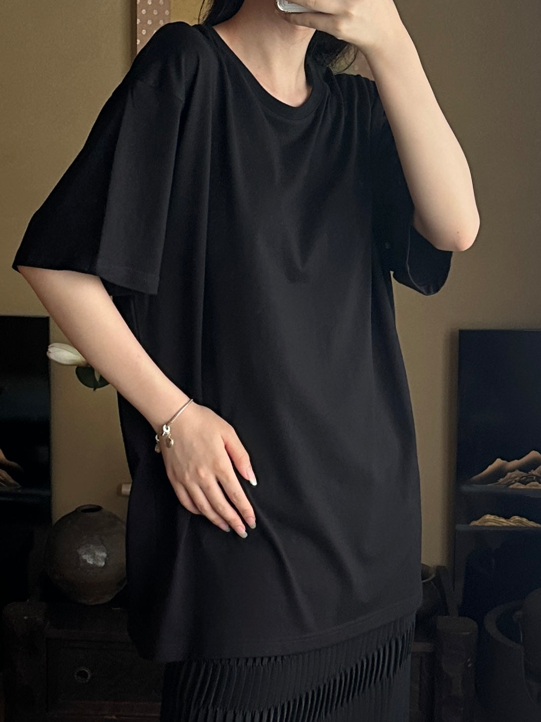 Redesigned Kimono Handmade T-Shirt Black