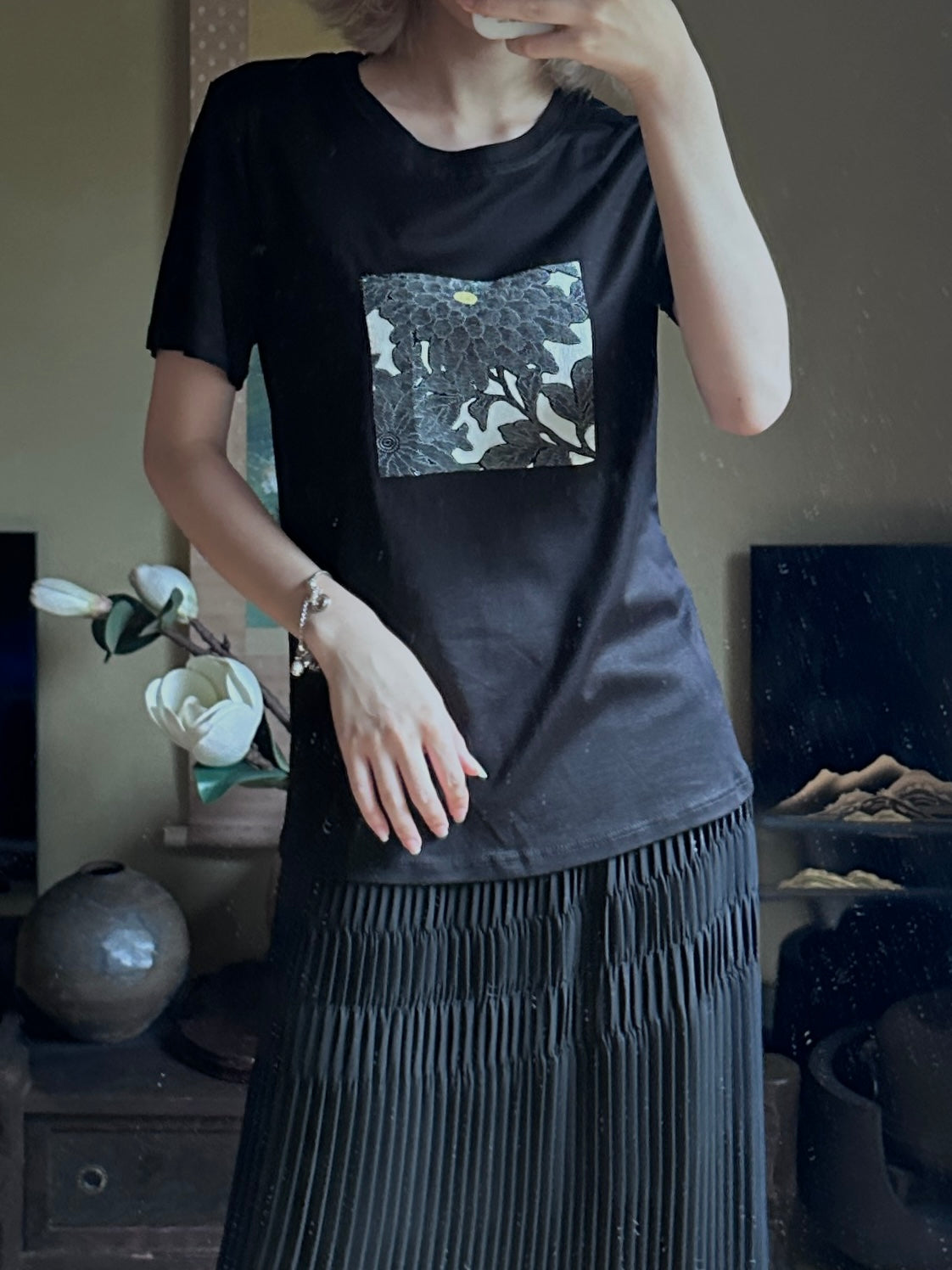 Redesigned Kimono Handmade T-Shirt Black