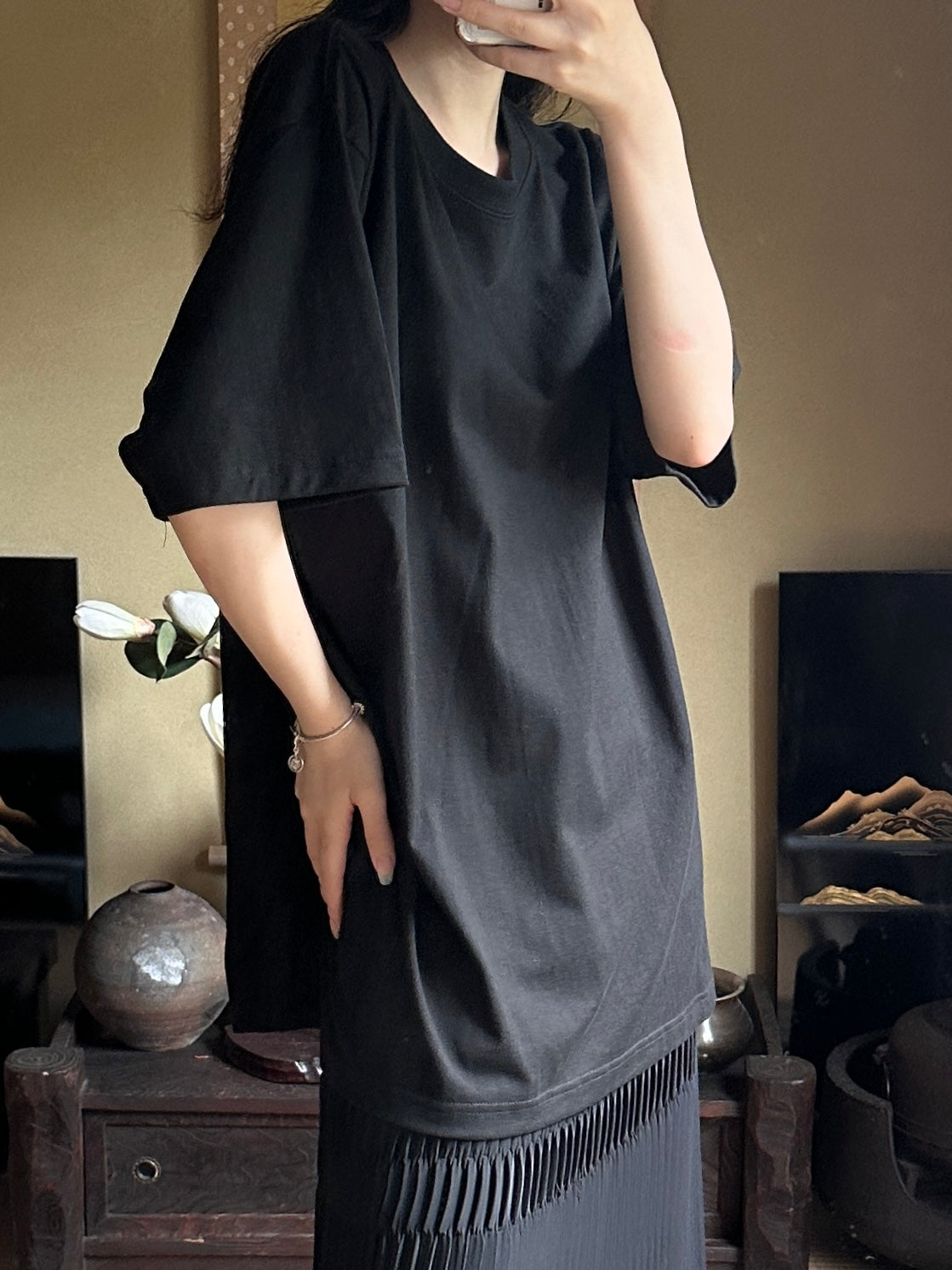 Redesigned Kimono Handmade T-Shirt Black