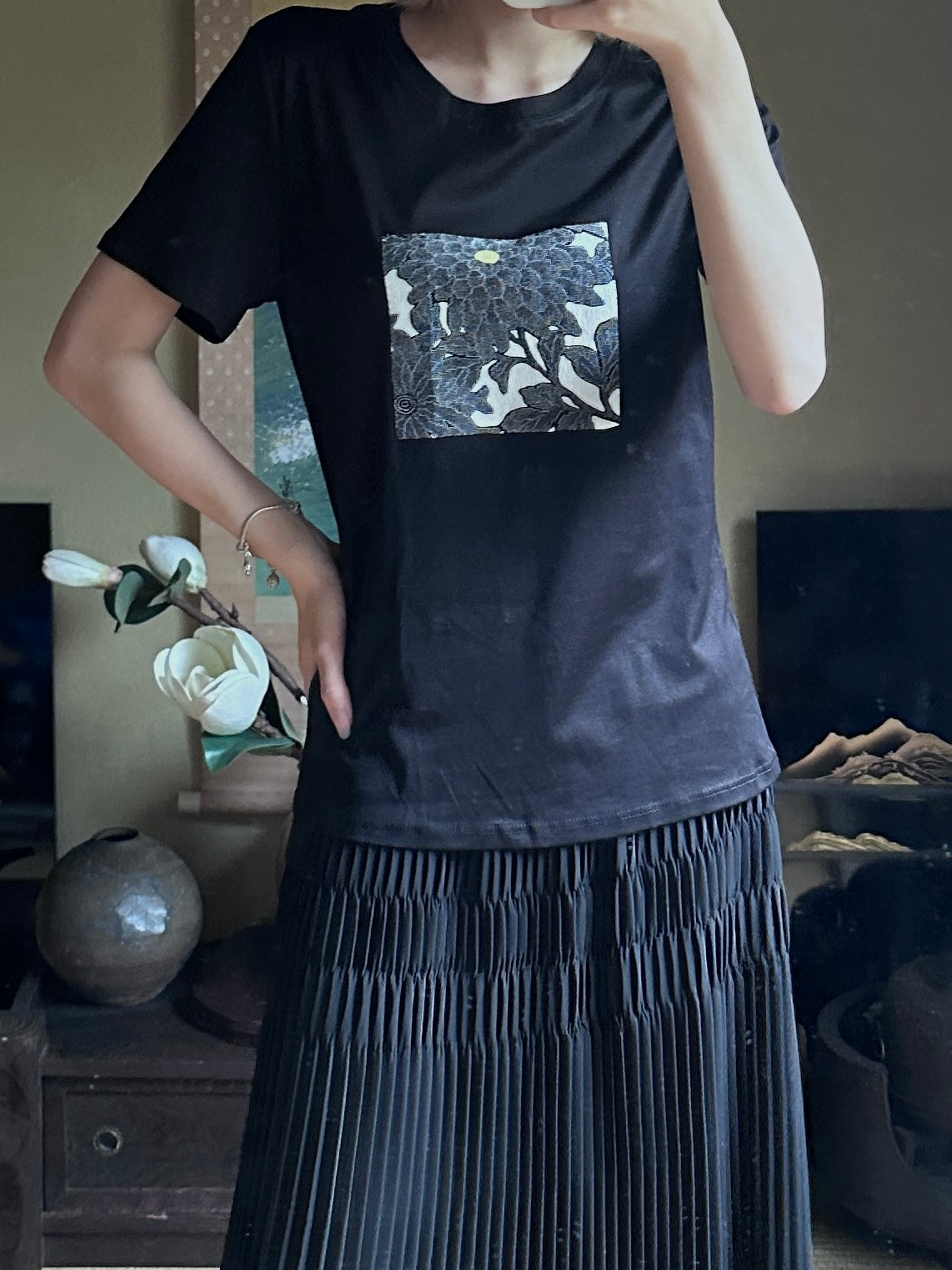 Redesigned Kimono Handmade T-Shirt Black