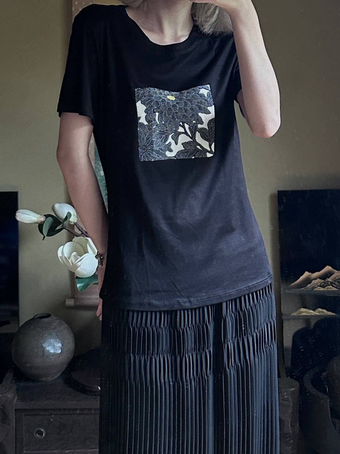 Redesigned Kimono Handmade T-Shirt Black