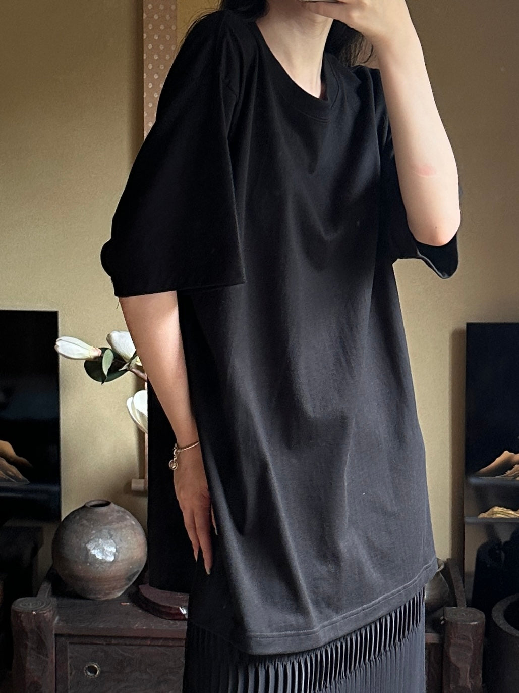 Redesigned Kimono Handmade T-Shirt Black