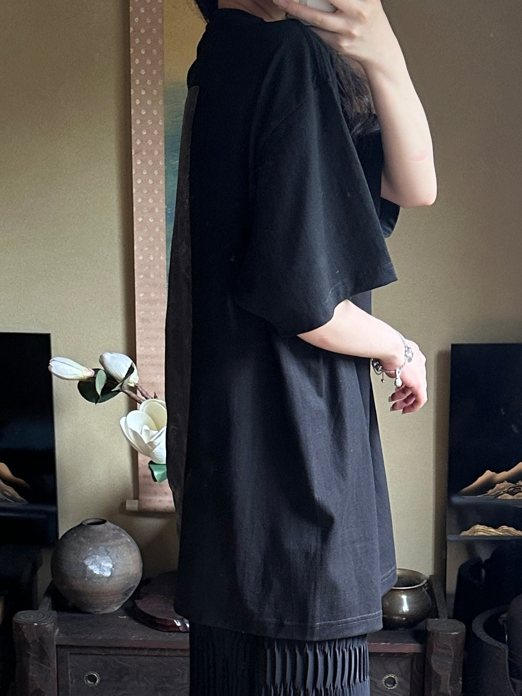 Redesigned Kimono Handmade T-Shirt Black