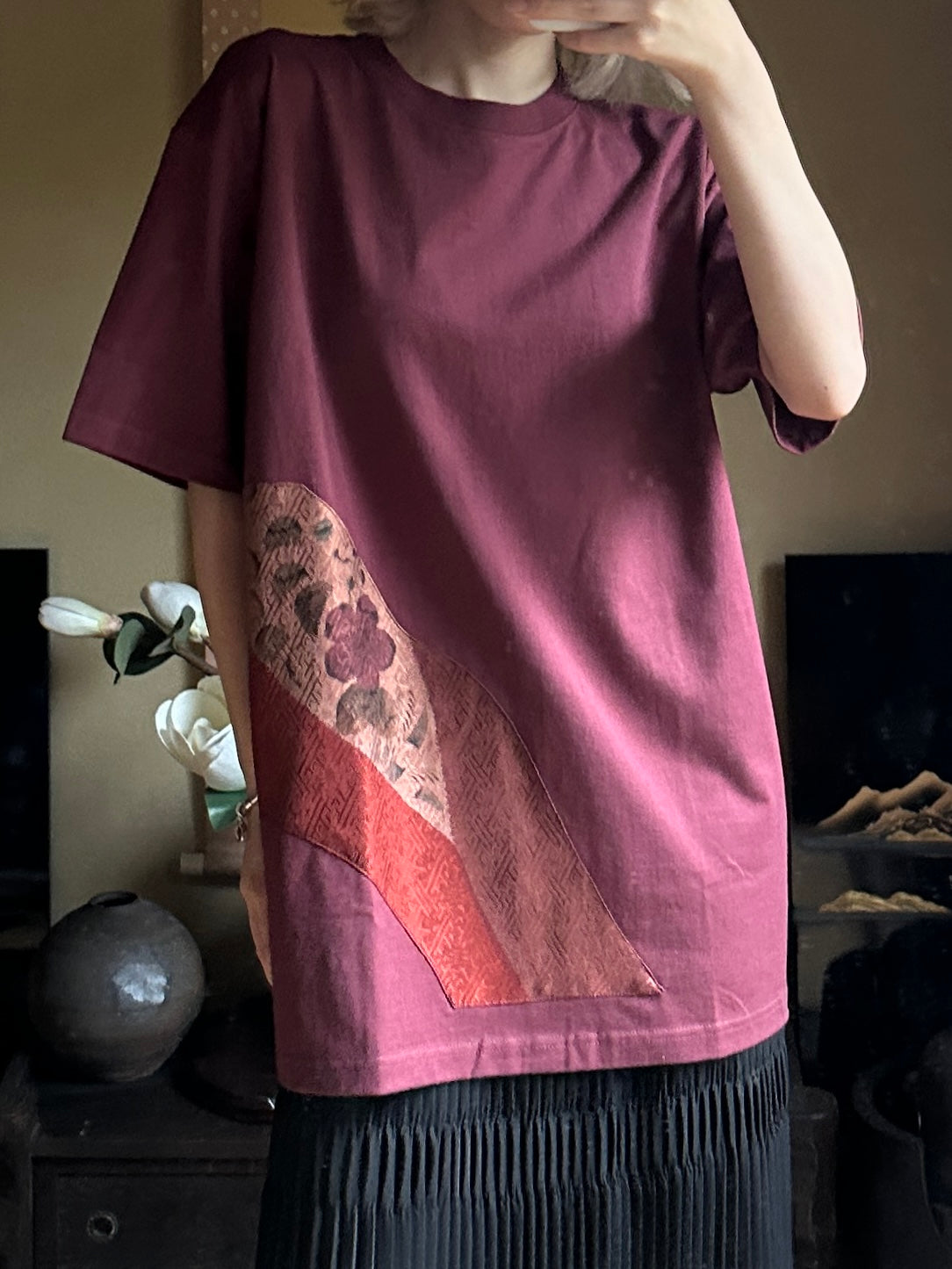 Redesigned Kimono Handmade T-Shirt Grape color