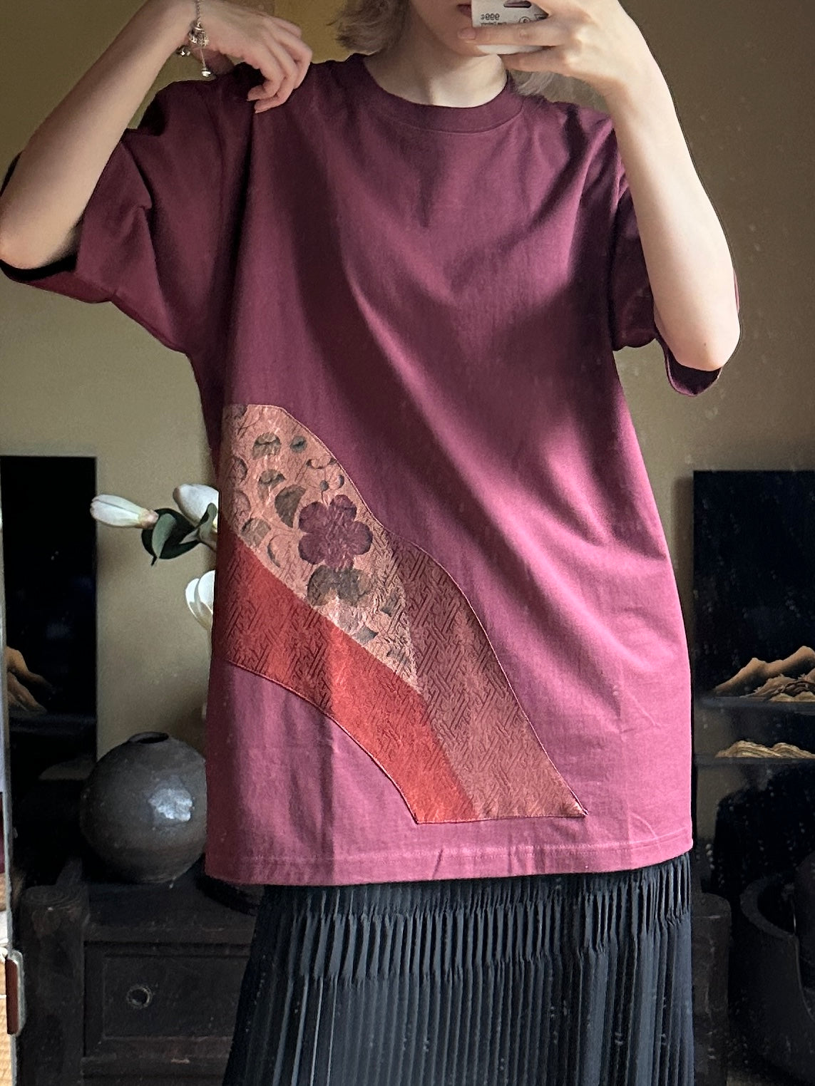 Redesigned Kimono Handmade T-Shirt Grape color