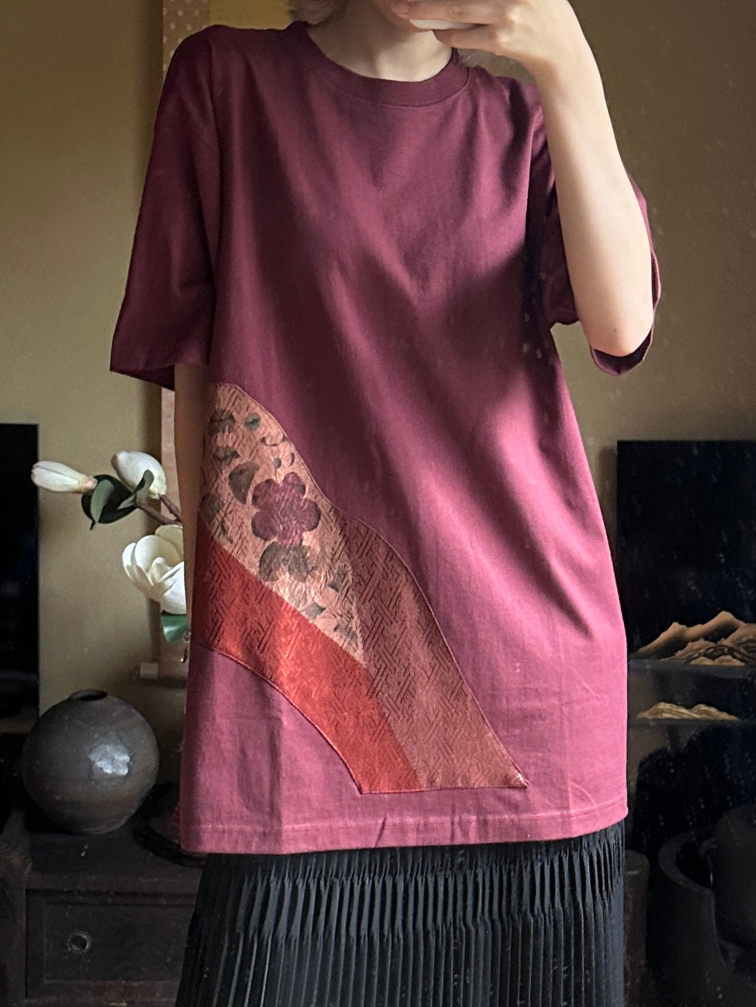 Redesigned Kimono Handmade T-Shirt Grape color