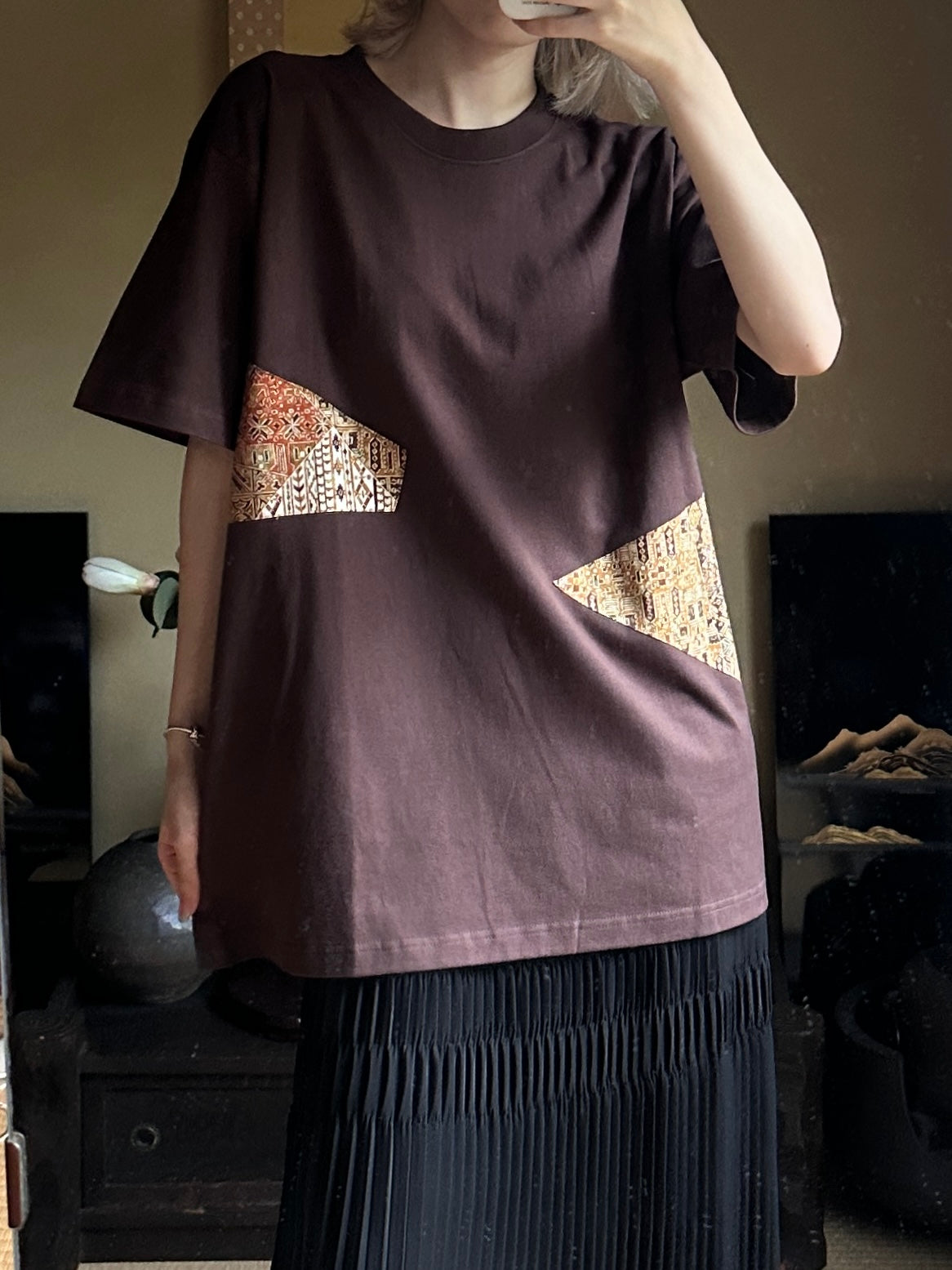 Redesigned Kimono Handmade T-Shirt Charcoal Black