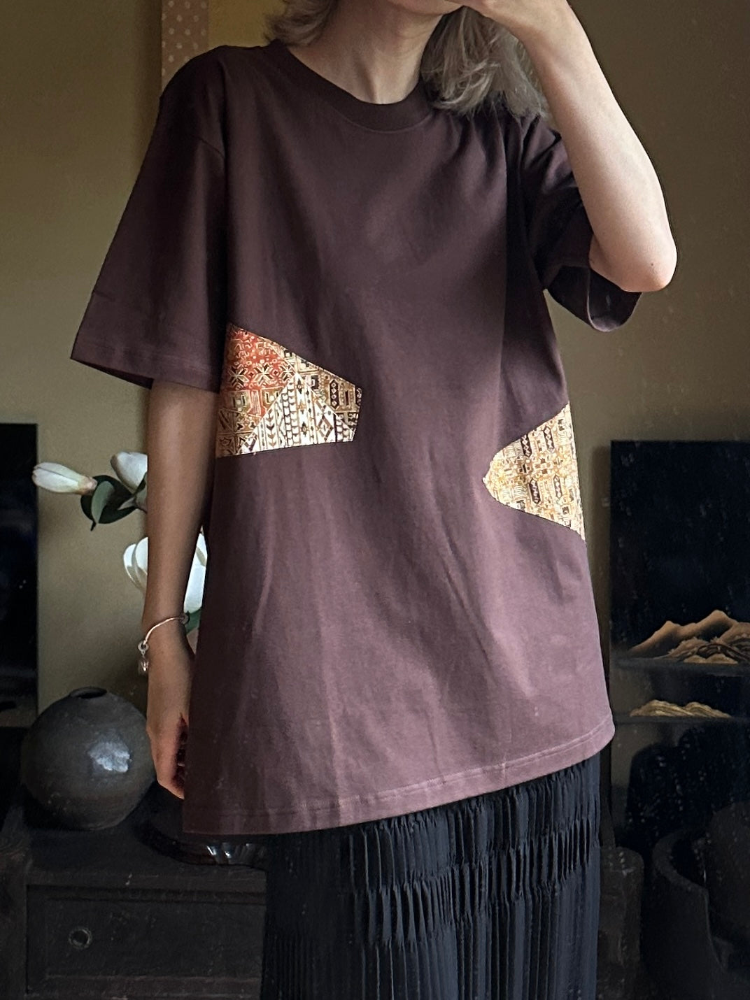 Redesigned Kimono Handmade T-Shirt Charcoal Black