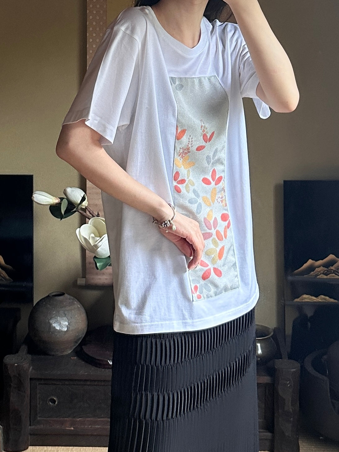 Redesigned Kimono Handmade T-Shirt White