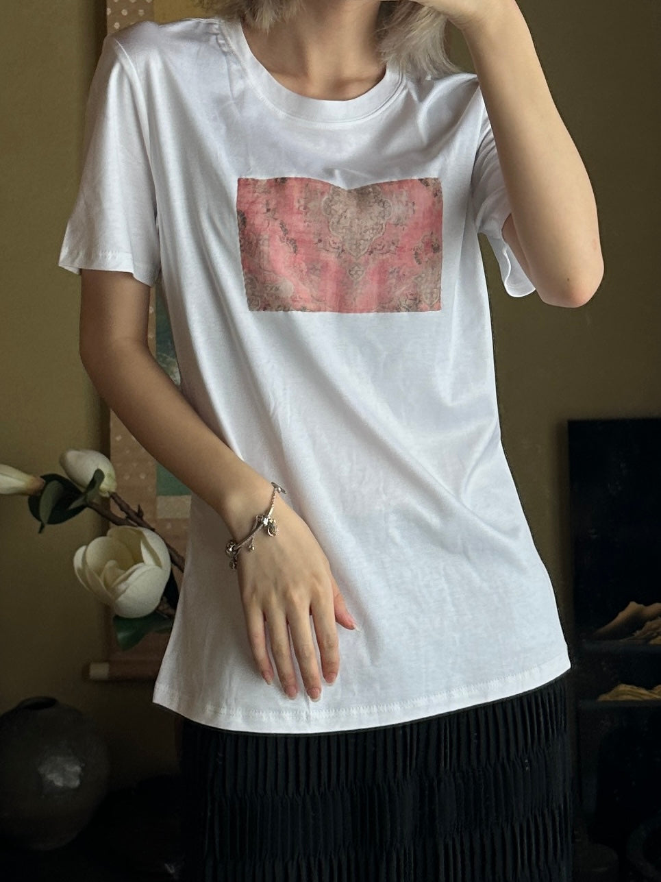 Redesigned Kimono Handmade T-Shirt White