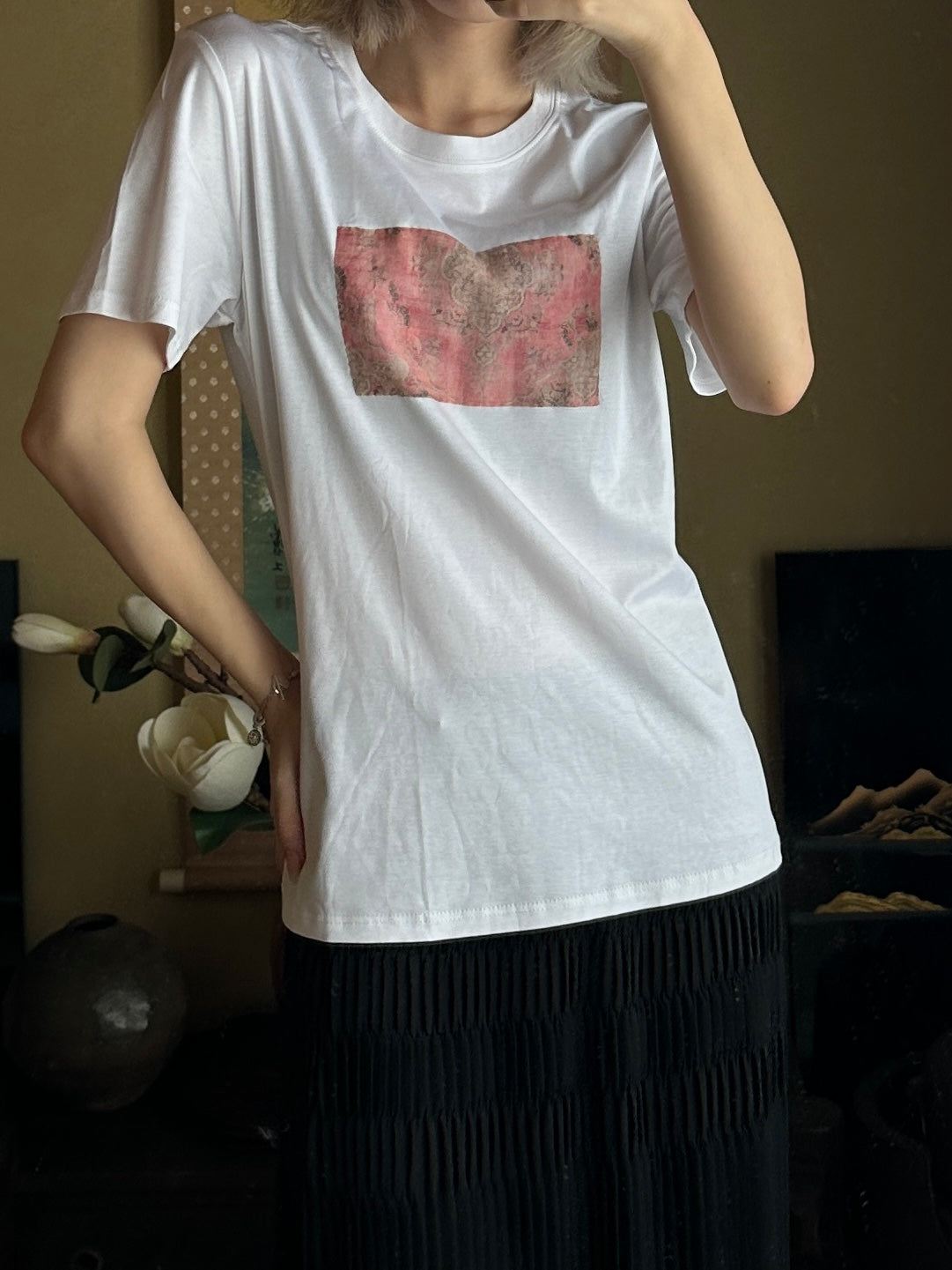 Redesigned Kimono Handmade T-Shirt White