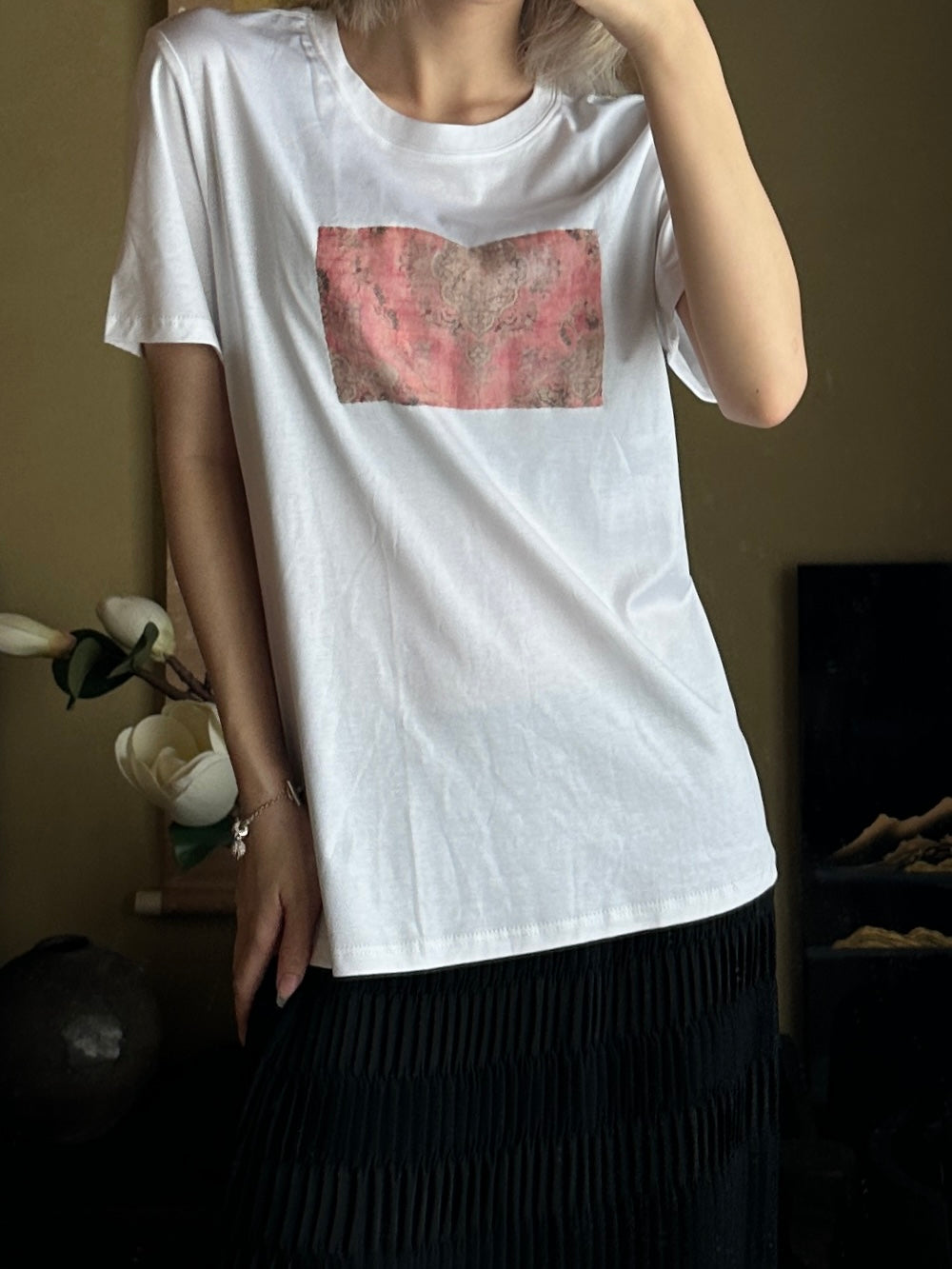 Redesigned Kimono Handmade T-Shirt White