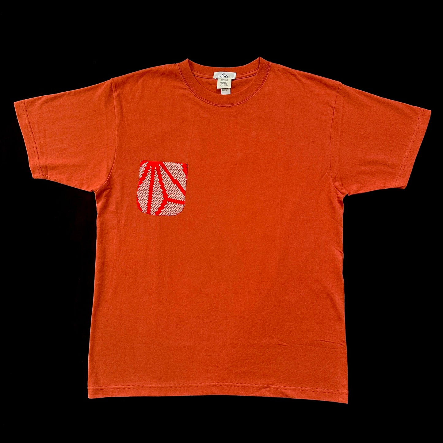 Redesigned Kimono Handmade T-Shirt Red persimmon color