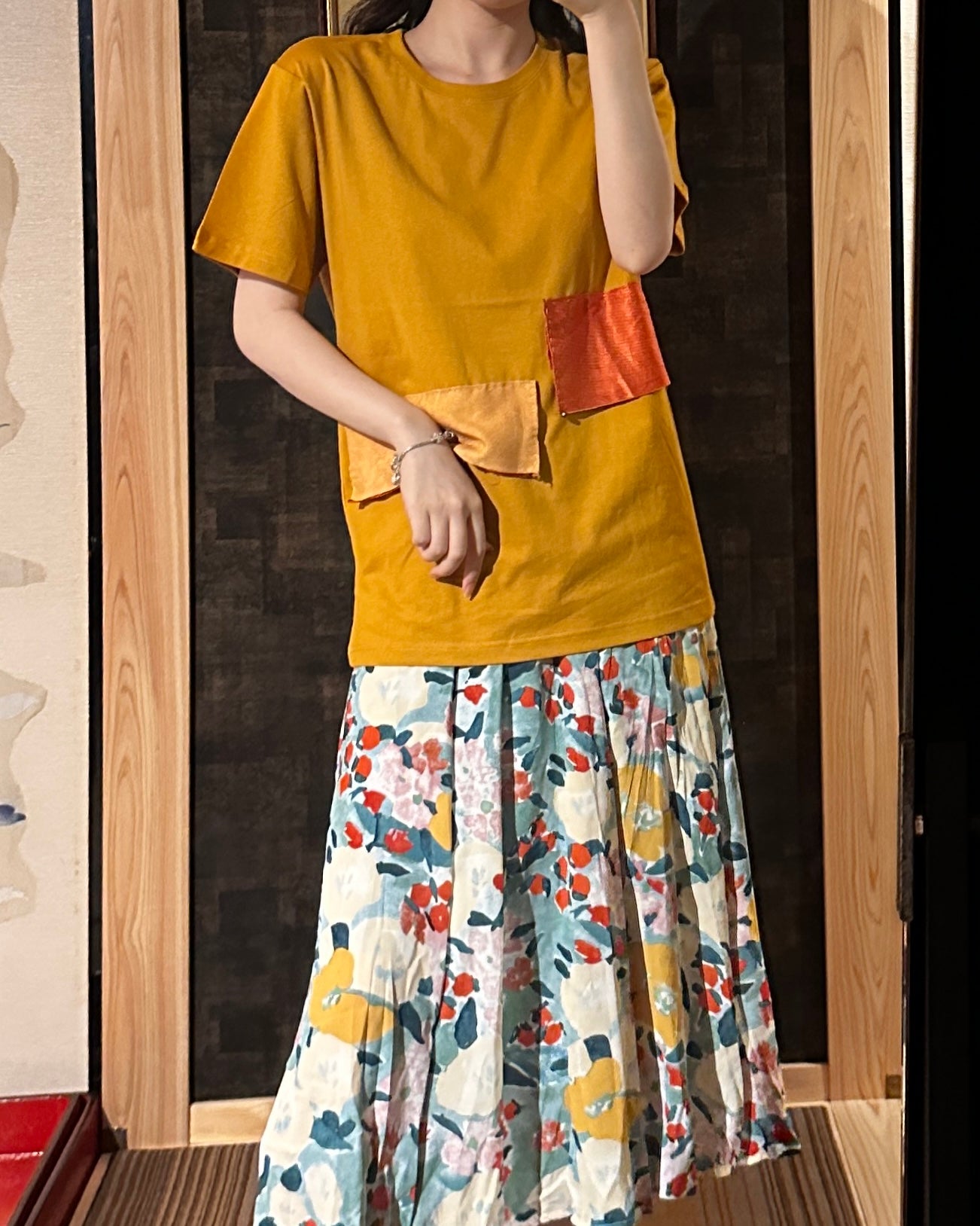 Redesigned Kimono Handmade T-Shirt Mustard Yellow