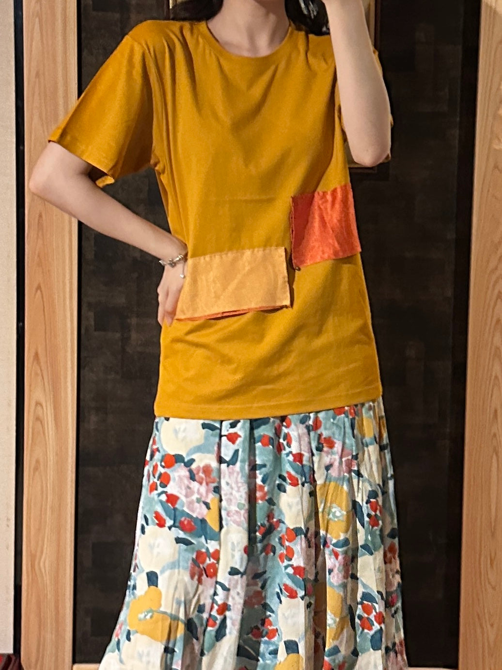 Redesigned Kimono Handmade T-Shirt Mustard Yellow