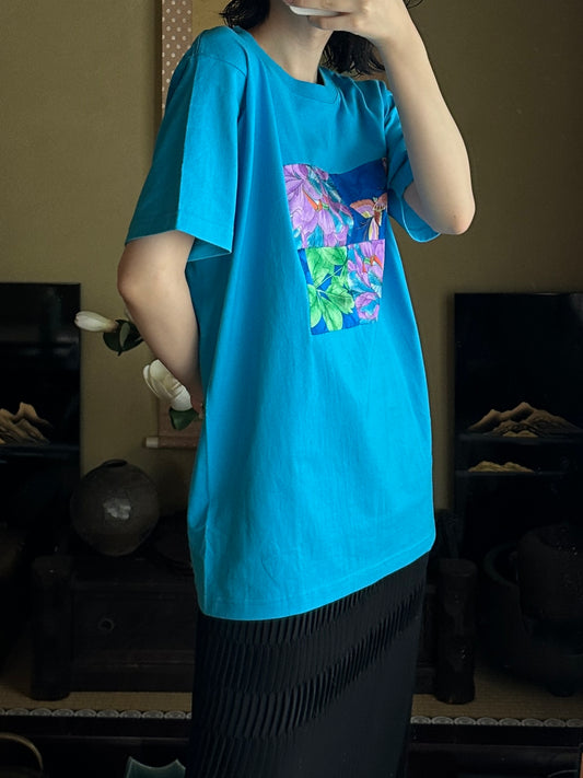 Redesigned Kimono Handmade T-Shirt Cornflower Blue