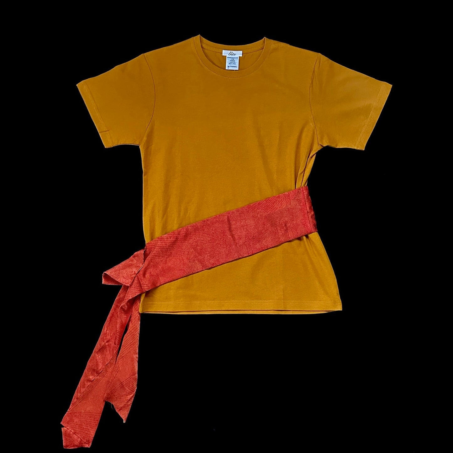 Redesigned Kimono Handmade T-Shirt Mustard Yellow