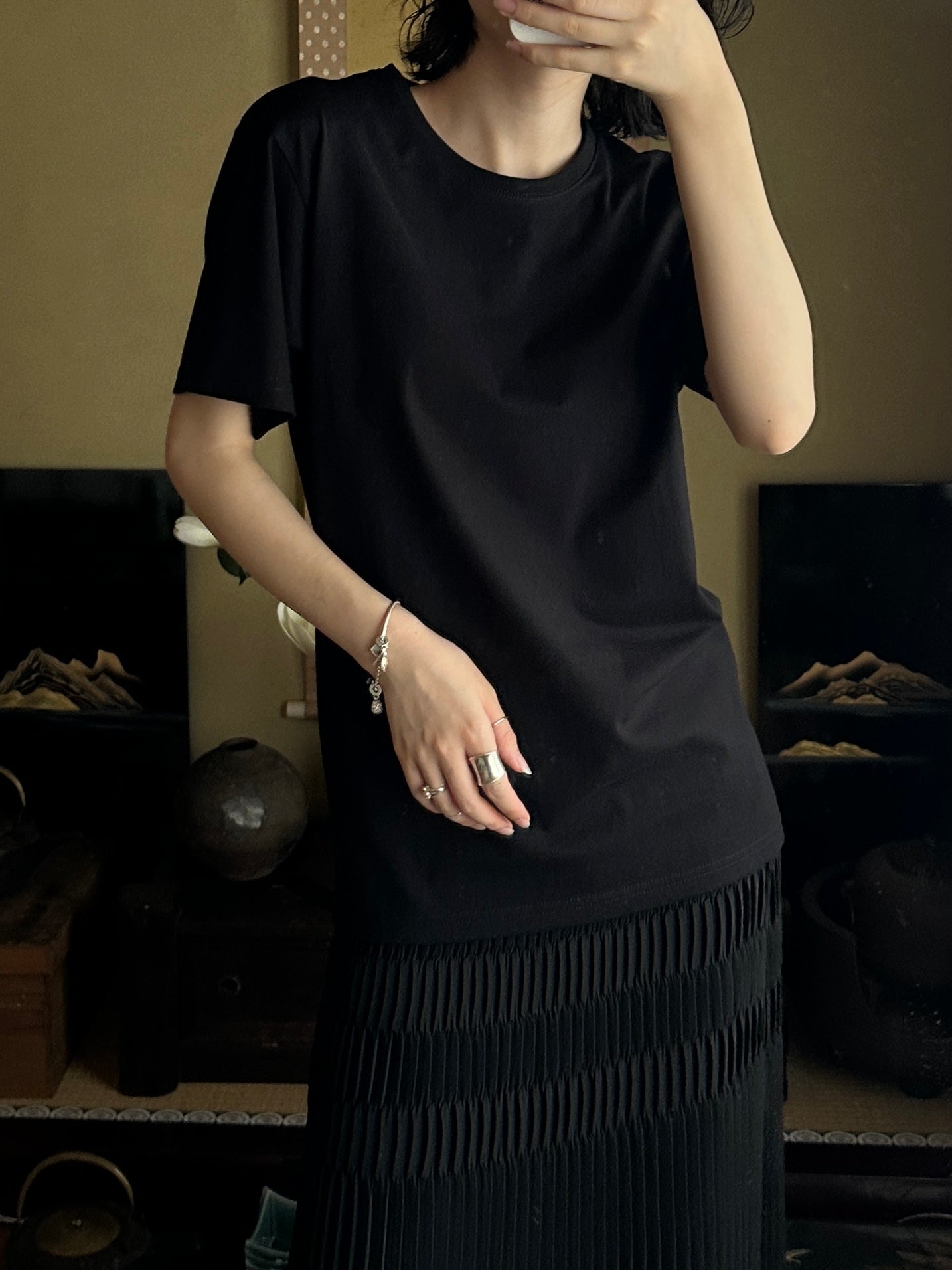 Redesigned Kimono Handmade T-Shirt Black