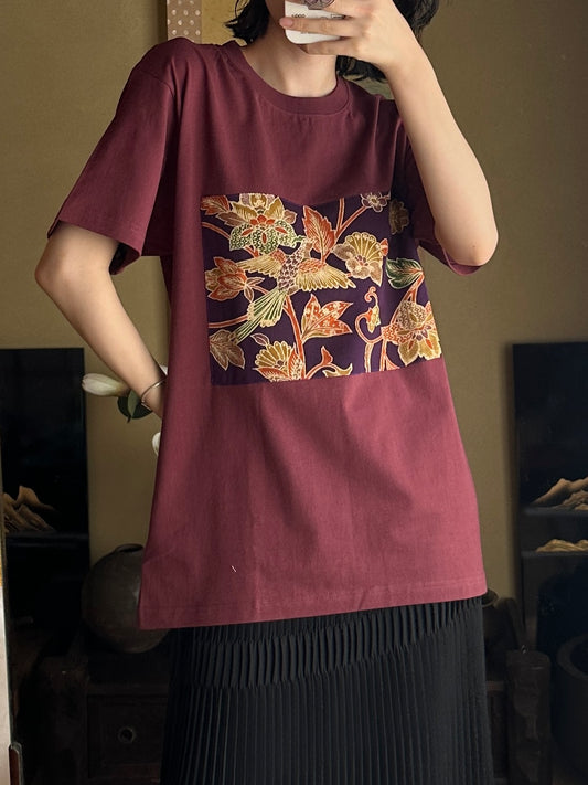 Redesigned Kimono Handmade T-Shirt Grape color