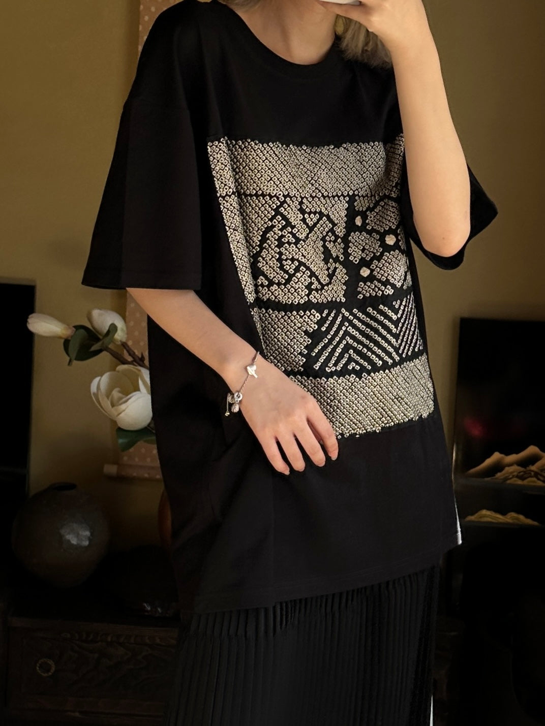 Redesigned Kimono Handmade T-Shirt Black