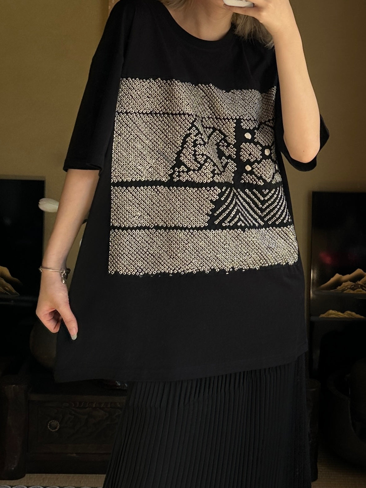 Redesigned Kimono Handmade T-Shirt Black