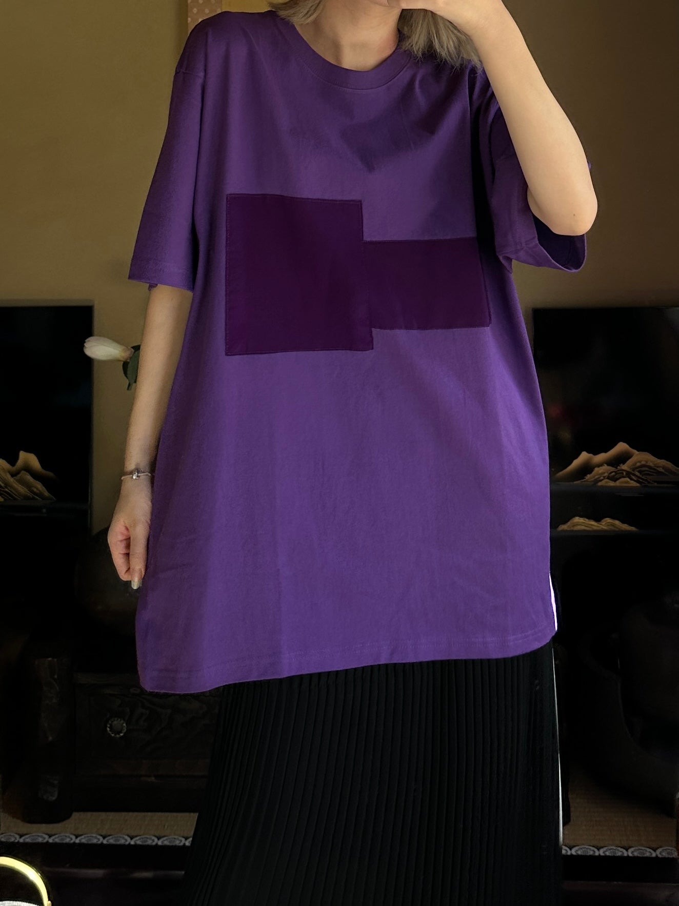 Redesigned Kimono Handmade T-Shirt Ancient Purple