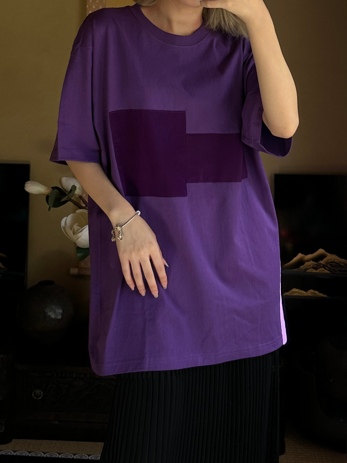 Redesigned Kimono Handmade T-Shirt Ancient Purple